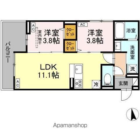 セレスティア新小岩(2LDK/2階)の間取り写真