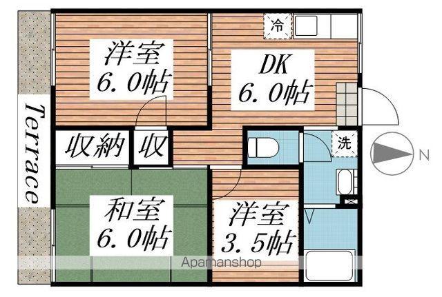 カーサ中西(3DK/1階)の間取り写真