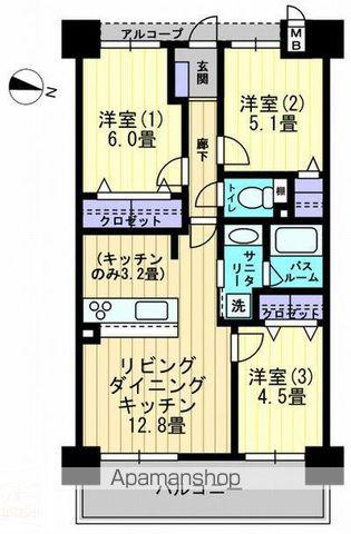 アルファライフ松島公園Ⅱ(3LDK/8階)の間取り写真