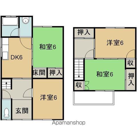 紀勢本線 紀伊田辺駅 バス乗車時間：7分 下万呂バス停で下車 徒歩5分 2階建 築53年(4DK)の間取り写真