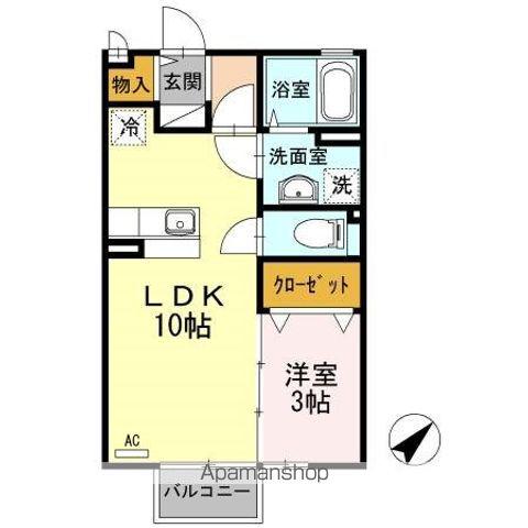 セジュールリバー(1LDK/2階)の間取り写真