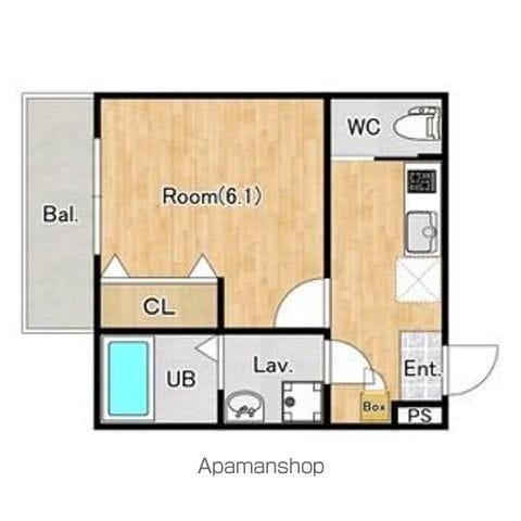 ジーメゾン稲毛天台(1K/2階)の間取り写真