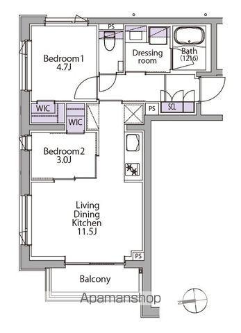 イプセ白金台(2LDK/3階)の間取り写真