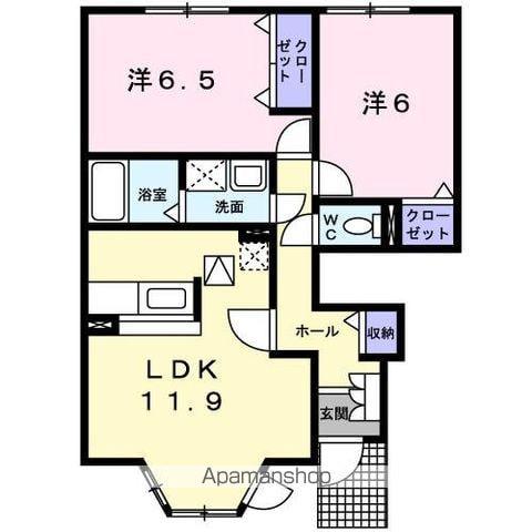 ハピネス村山C(2LDK/1階)の間取り写真