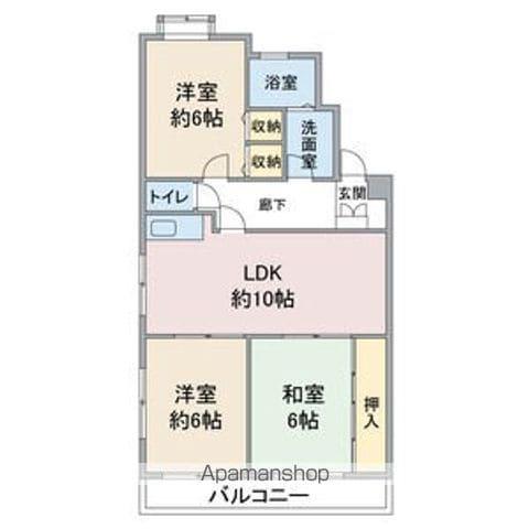 ドミール小田井(3LDK/4階)の間取り写真