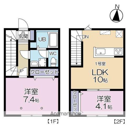 GRAND REVE B棟(2LDK/1階)の間取り写真