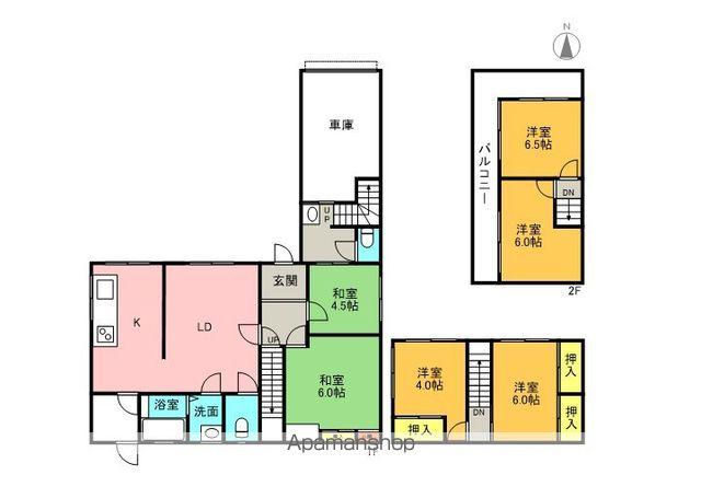 土讃線 金蔵寺駅 徒歩8分 2階建 築52年(6LDK)の間取り写真