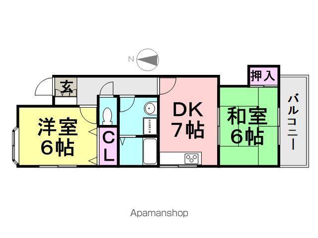 オーク西難波(2DK/2階)の間取り写真