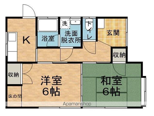 篠ノ井線 松本駅 バス乗車時間：17分 野溝口バス停で下車 徒歩6分 1階建 築46年(2K)の間取り写真