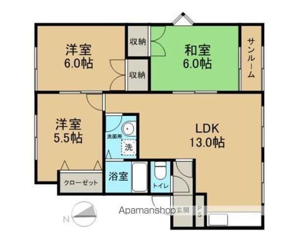 メイユール中央B(3LDK/2階)の間取り写真