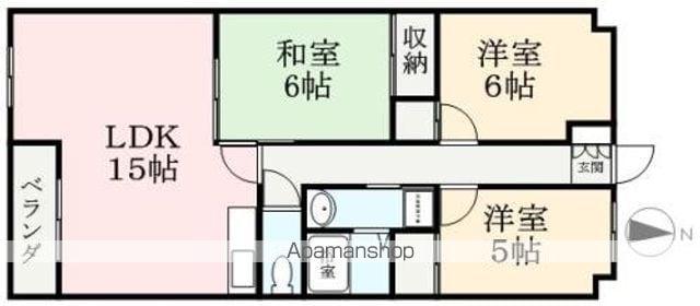 ローズ・ヴィラ二の宮(3LDK/2階)の間取り写真