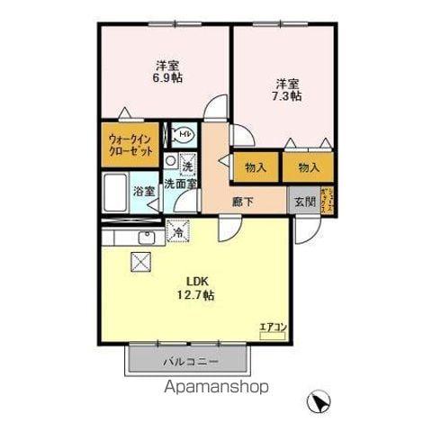 神栖町モンプチ(2LDK/1階)の間取り写真