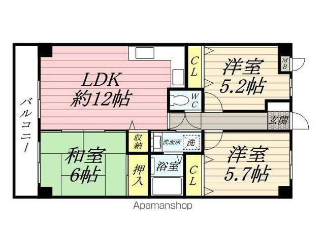フォレストシティー町田(3LDK/4階)の間取り写真
