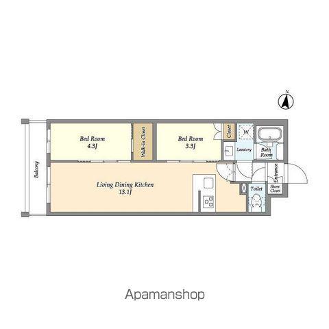 アジールコート練馬中村橋(2LDK/2階)の間取り写真