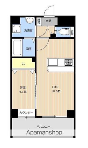 LIBTH西新Ⅱ(1LDK/4階)の間取り写真