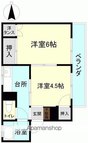 コーポチェリーパーク(2K/2階)の間取り写真