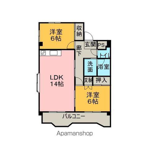グランドハイツ名和(2LDK/1階)の間取り写真