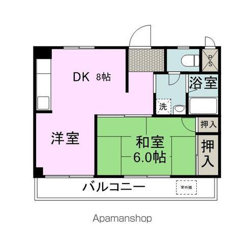 大羽ロイヤルマンション(2DK/4階)の間取り写真