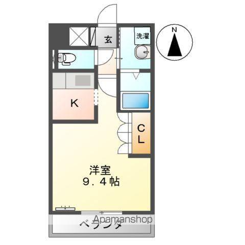 アイランド(1K/1階)の間取り写真