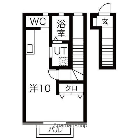 岩手県盛岡市 2階建 築5年(ワンルーム/2階)の間取り写真