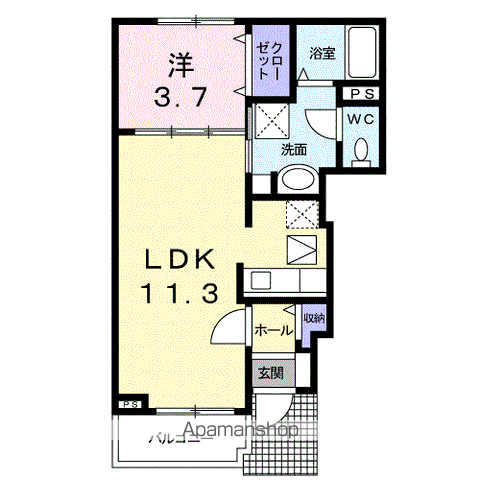 オーブ ココ 2(1LDK/1階)の間取り写真