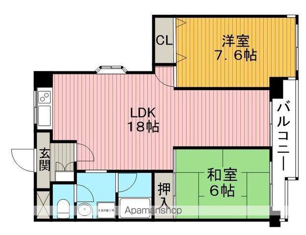 メゾンシャトル(2LDK/4階)の間取り写真