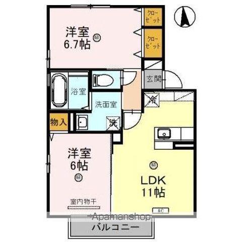 エスポワールC・K(2LDK/1階)の間取り写真