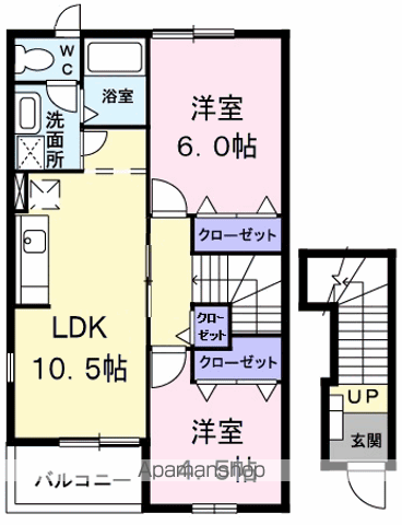 サン エトワールⅡ(2LDK/2階)の間取り写真