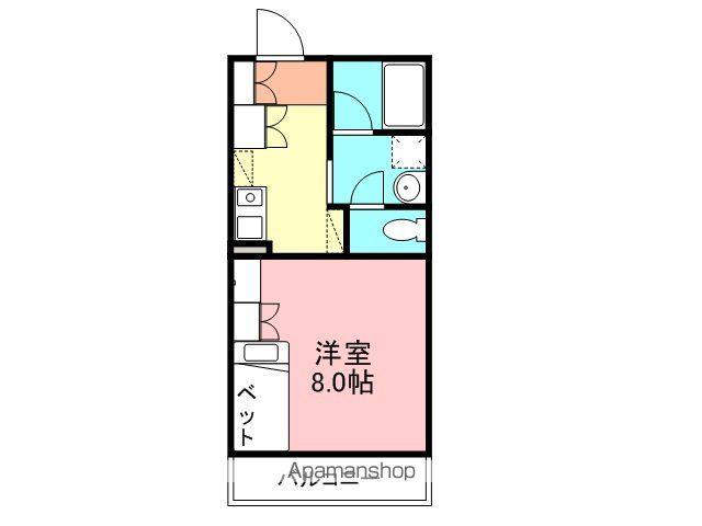 YNT第2マンション(1K/2階)の間取り写真