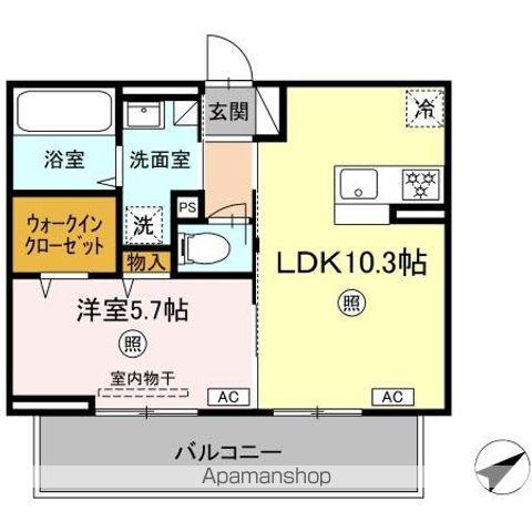 WM新八代 B(1LDK/2階)の間取り写真