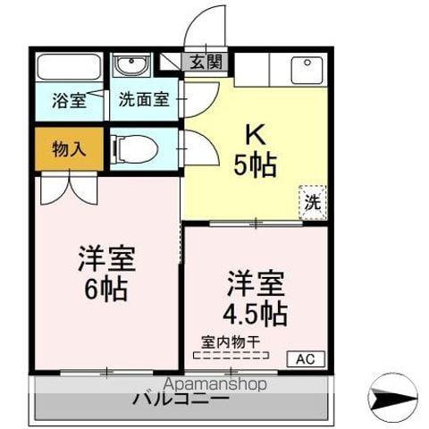 コーポ五味(2K/2階)の間取り写真