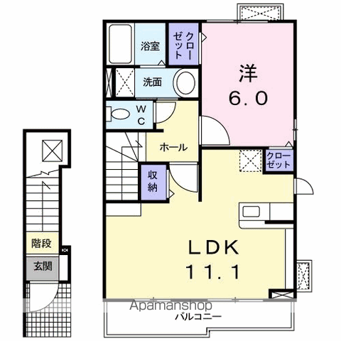プリマベーラ B(1LDK/2階)の間取り写真