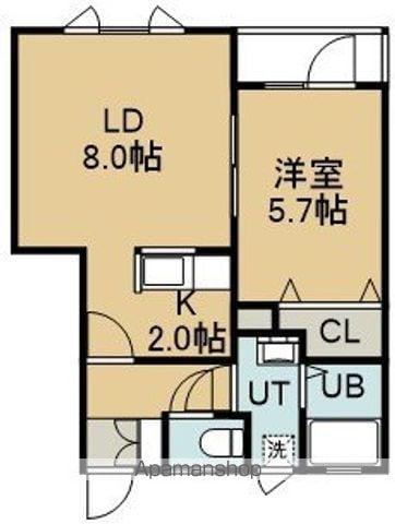 ハイツJ&T(1LDK/2階)の間取り写真