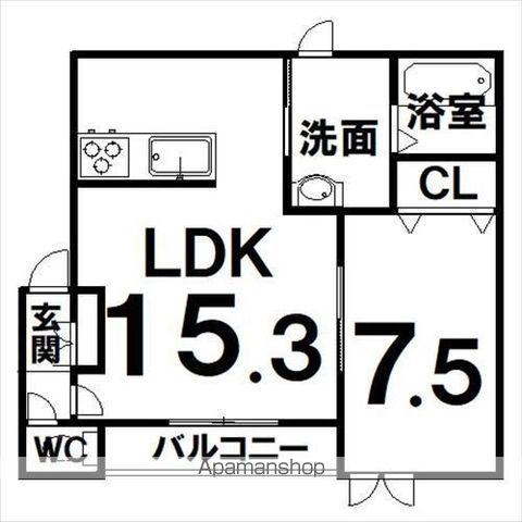 イースト GARDENⅥ(1LDK/2階)の間取り写真