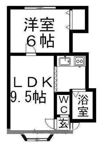 フリューブジョーヌⅢ(1LDK/1階)の間取り写真
