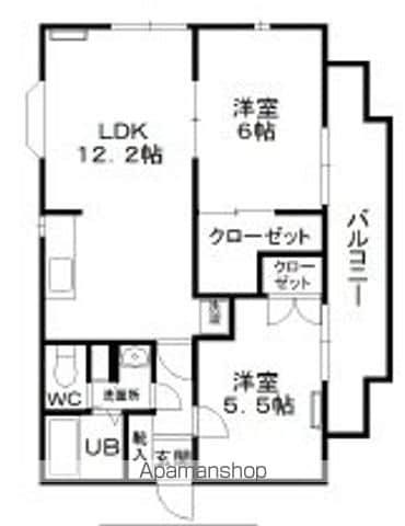 パークレジデンシャルB(2LDK/1階)の間取り写真