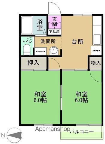 朝日台コーポラス(2DK/1階)の間取り写真