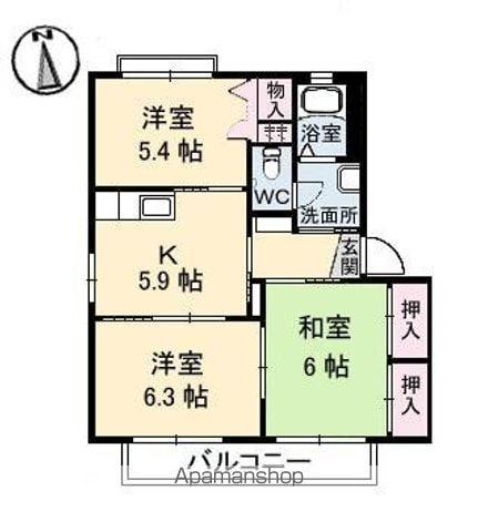 サン・バリュージュ(3K/1階)の間取り写真