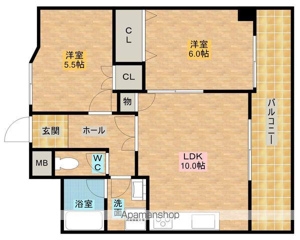 ソレイユ岸和田弐番館(2LDK/4階)の間取り写真