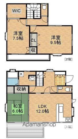 鹿児島県鹿屋市 2階建 築28年(3LDK)の間取り写真