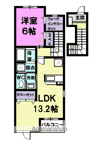 エターナル(1LDK/2階)の間取り写真
