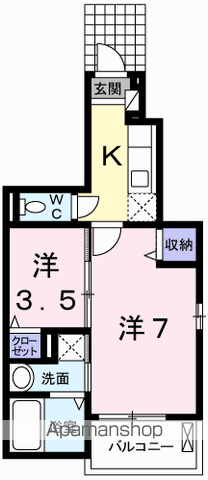 ソリッソ三条(1K/1階)の間取り写真
