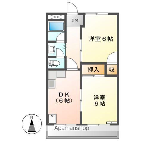 市川コーポ(2DK/1階)の間取り写真