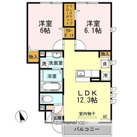 アークタウン三ツ藤C(2LDK/1階)の間取り写真