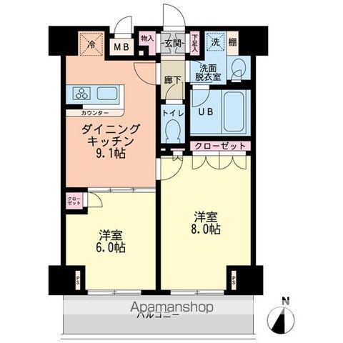 エスティメゾン赤羽(2DK/13階)の間取り写真