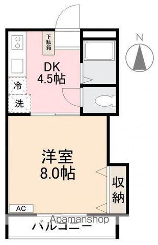 クレイドル木太Ⅱ(1DK/2階)の間取り写真