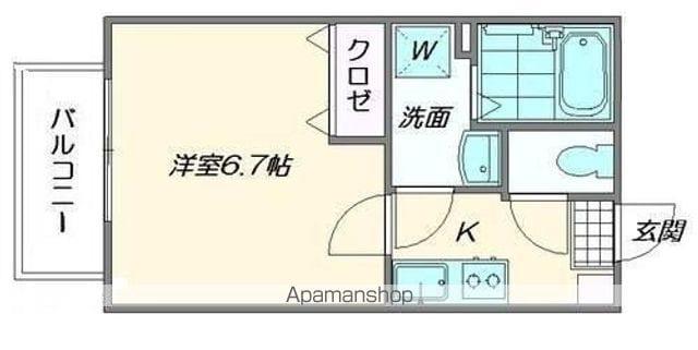 クレフラスト香椎駅東ⅡB棟(1K/1階)の間取り写真