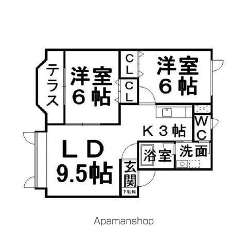 シャネル(2LDK/1階)の間取り写真