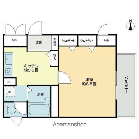 フロンティア21・M(1K/2階)の間取り写真