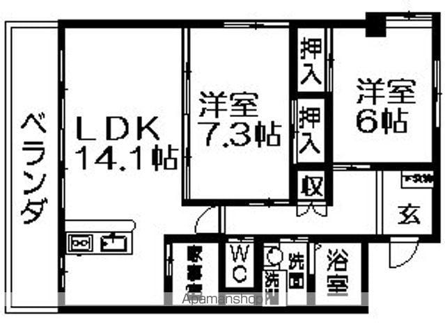 ロゼ・ロワール(2LDK/5階)の間取り写真